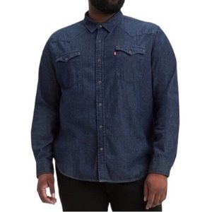 Levi’s Denim Chambray Cotton Button Up Long Sleeve Western Shirt Blue XXL